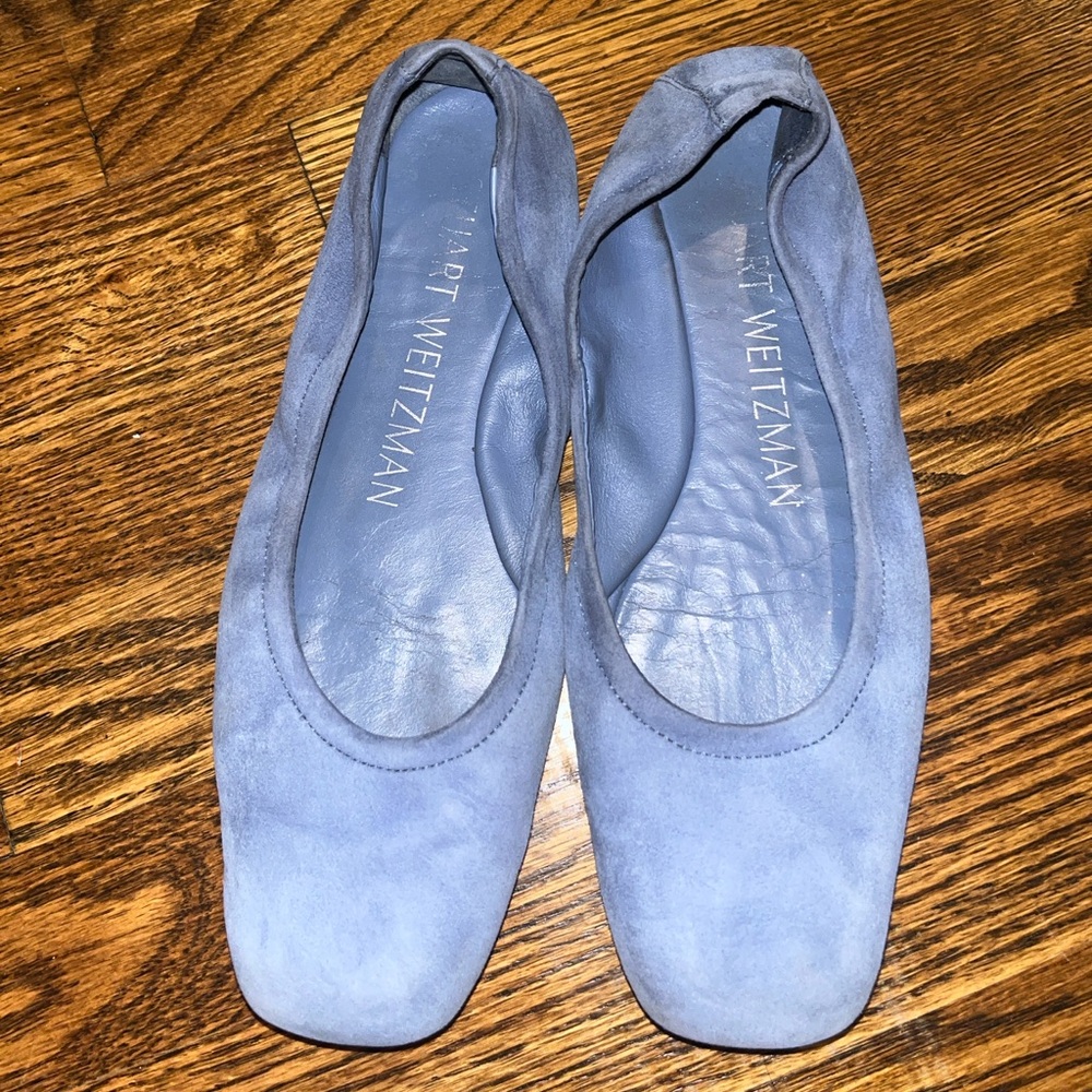 Excellent condition Stuart Weitzman blue suede ballet flats size 6 1/2